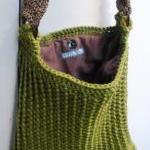 Evergreen Olive Cotton Crochet Purse With Flannel..