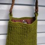 Evergreen Olive Cotton Crochet Purse With Flannel..