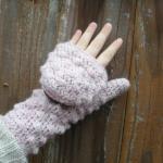 Powder Pink Convertible Mittens Fingerless Gloves,..
