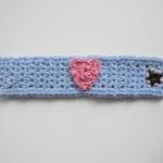 Cotton Crochet Cuff Bracelet In Cornflower Blue..