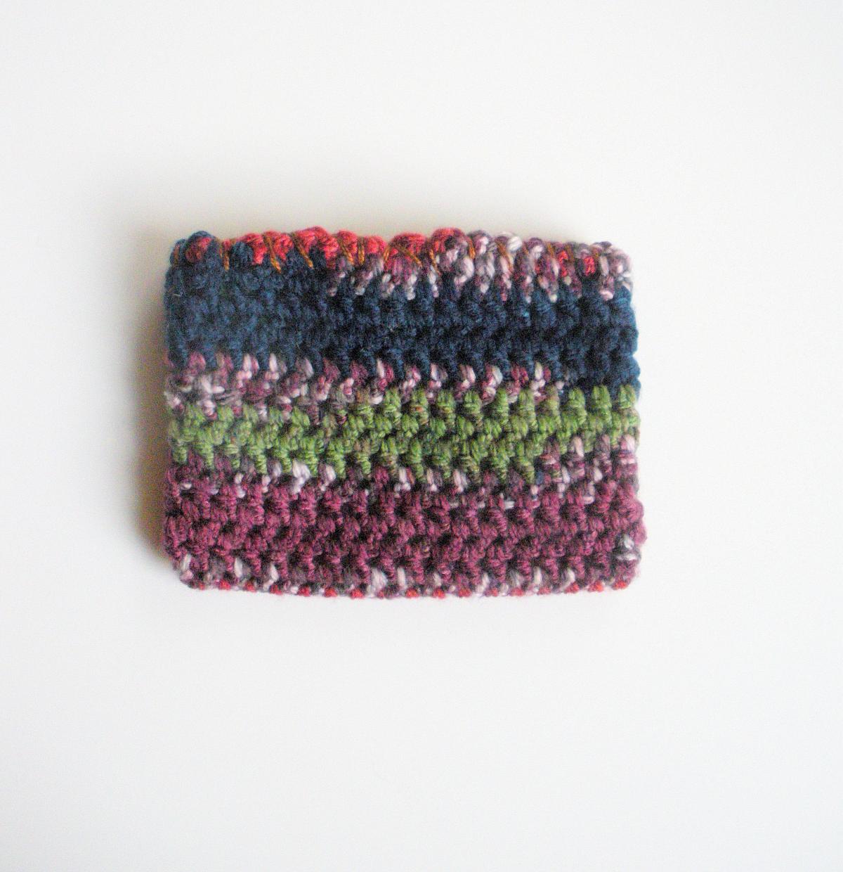 Crochet Veriegated Wallet/pouch With Flannel Lining
