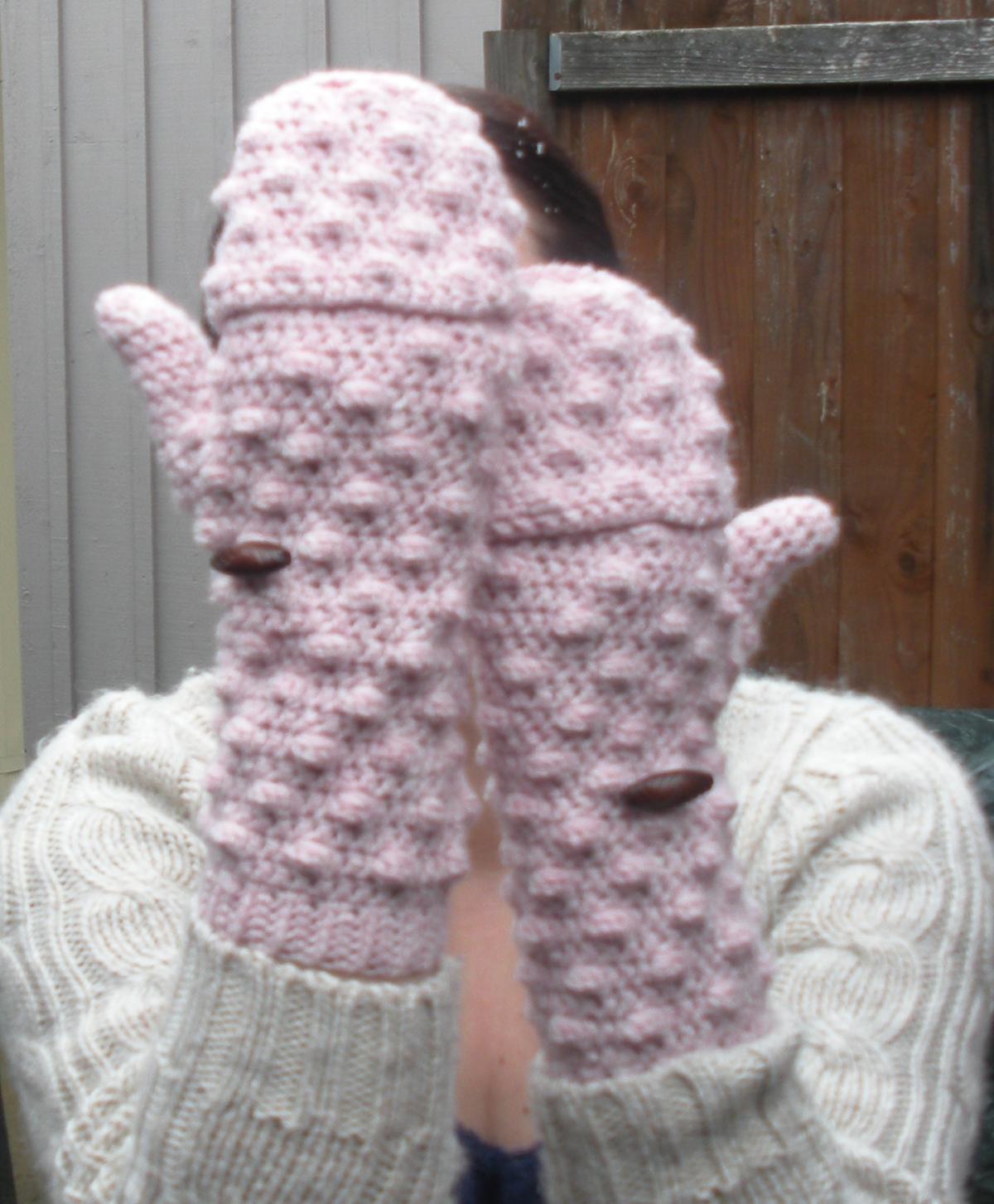 Powder Pink Convertible Mittens Fingerless Gloves, Crochet Gloves, Ready To Ship.