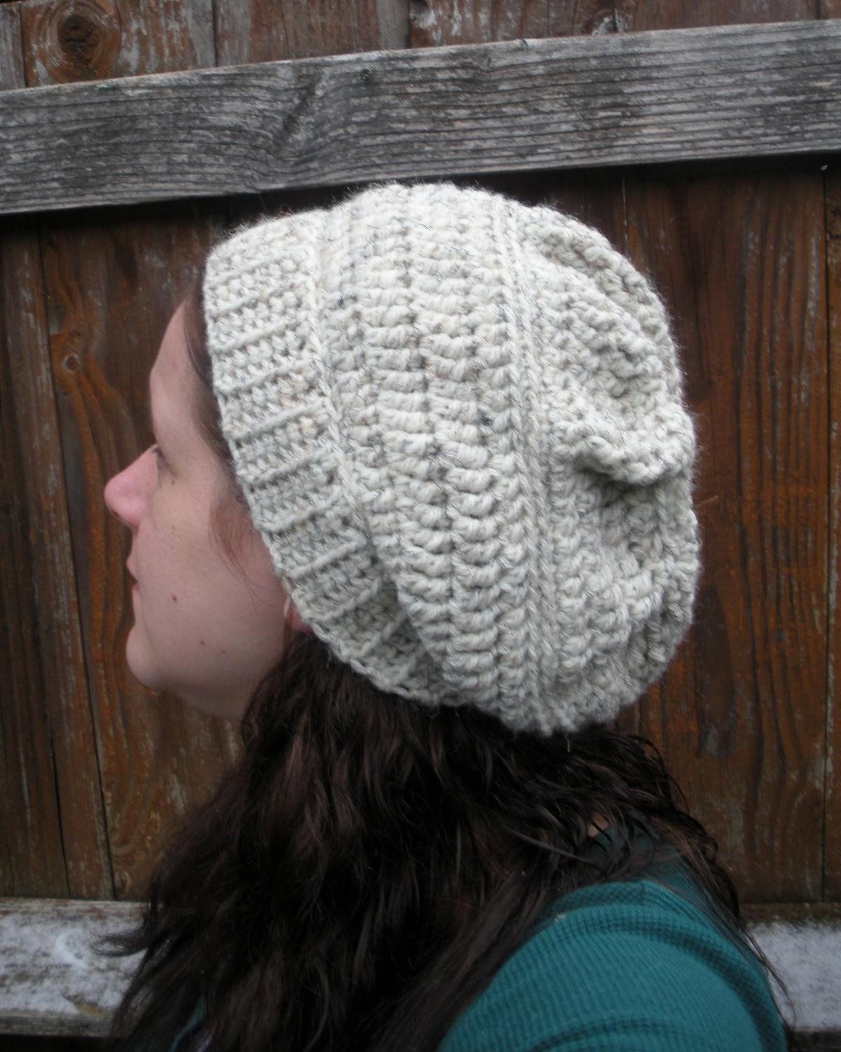 Chunky Crochet Slouch Hat In Oatmeal, Ready To Ship