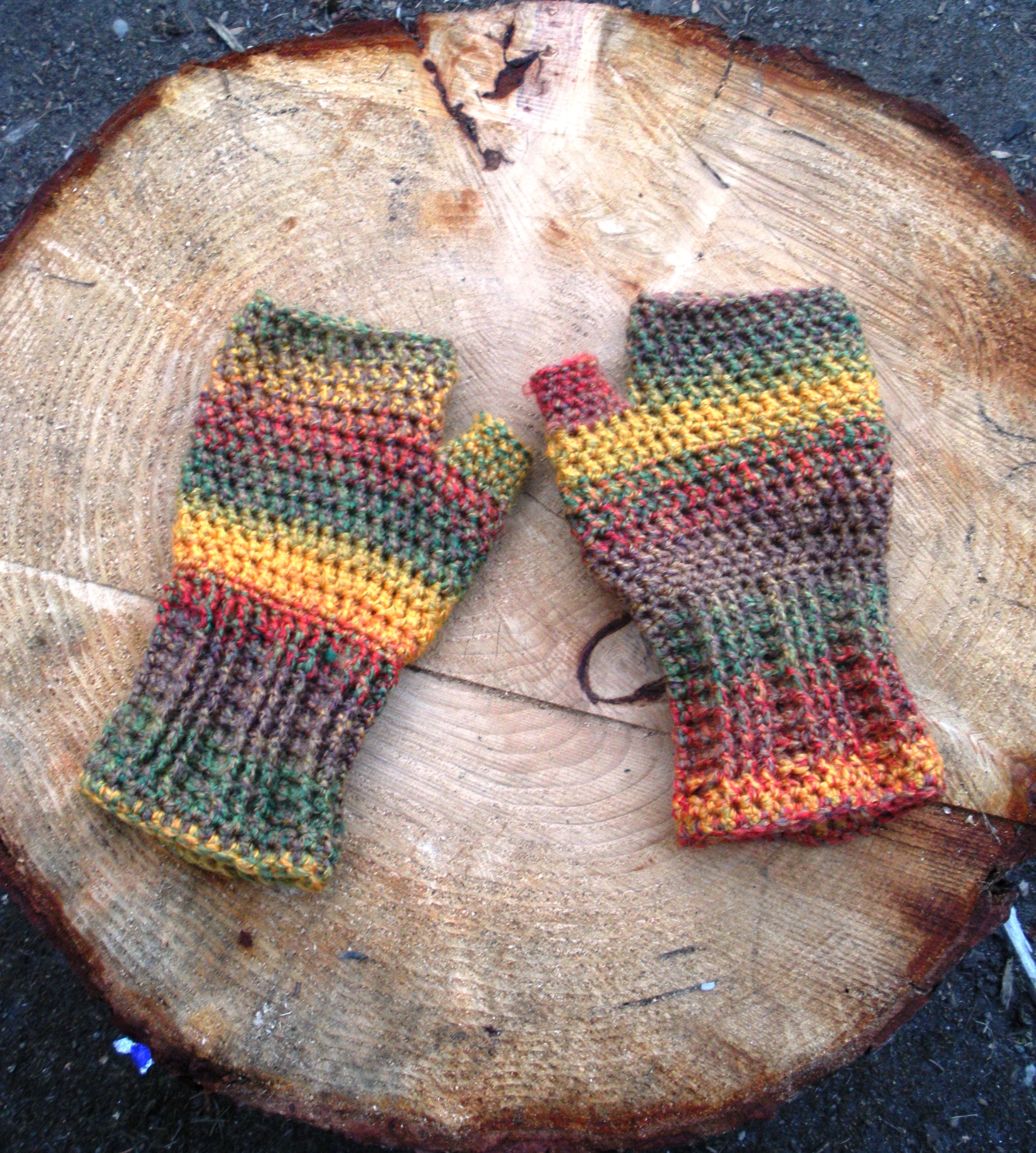 Unisex Crochet Fingerless Gloves Wrist Warmers In Fall Medley, Ready To ...
