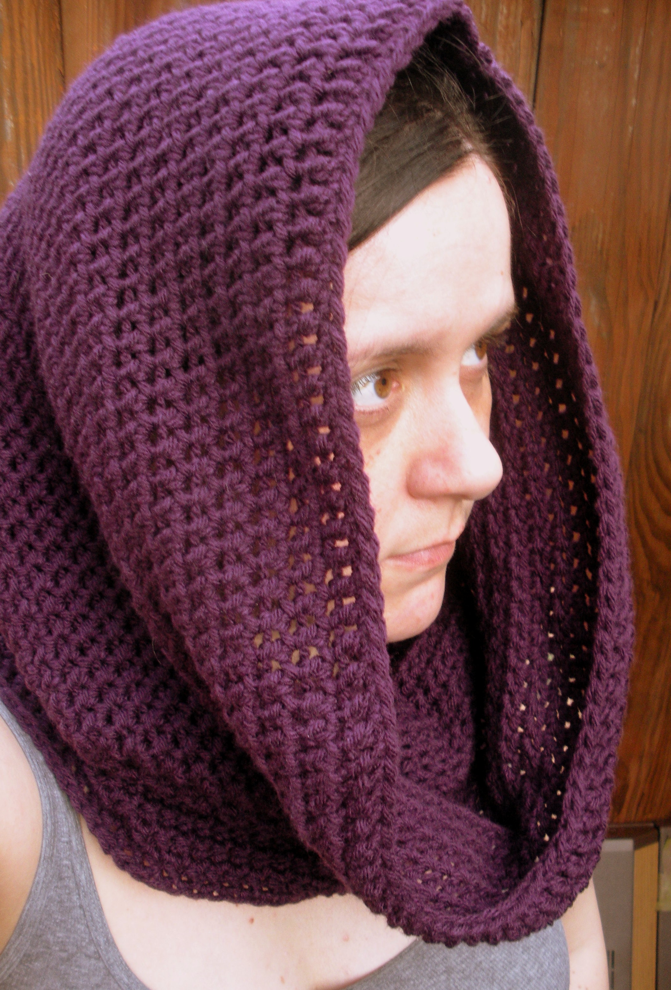 Crochet Cowl Snood Neckwarmer Scarf In Deep Purple, Ready To Ship. on ...